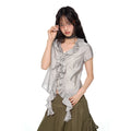 EZEK_Lace_Tassel_V-neck_Check_Slim_Women's_Viscose_Blend_Short_Sleeve_T-shirts_1029222031729_MISSTT