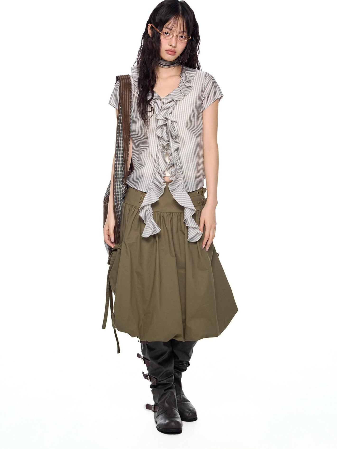 EZEK Lace Tassel V-neck Check Slim Women's Viscose Blend Short Sleeve T-shirts