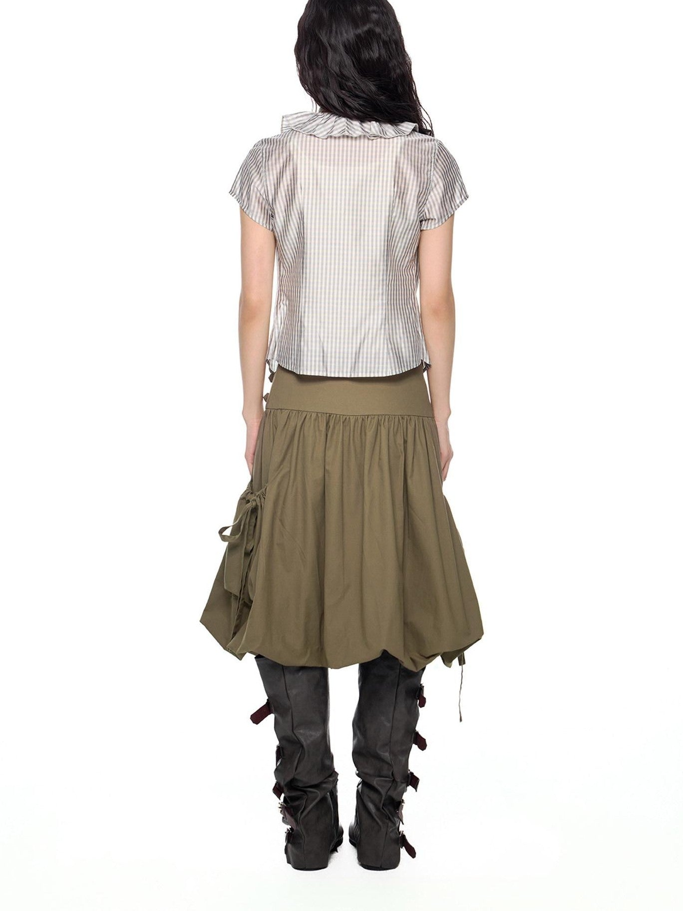 EZEK Lace Tassel V-neck Check Slim Women's Viscose Blend Short Sleeve T-shirts