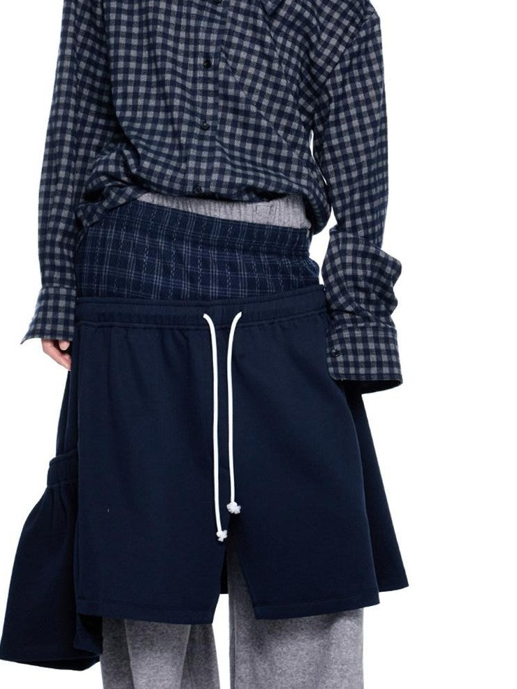 EZEK Layered Tie Drapey Pocket Elastic Waist Women's Cotton Blend Wide-leg Pants