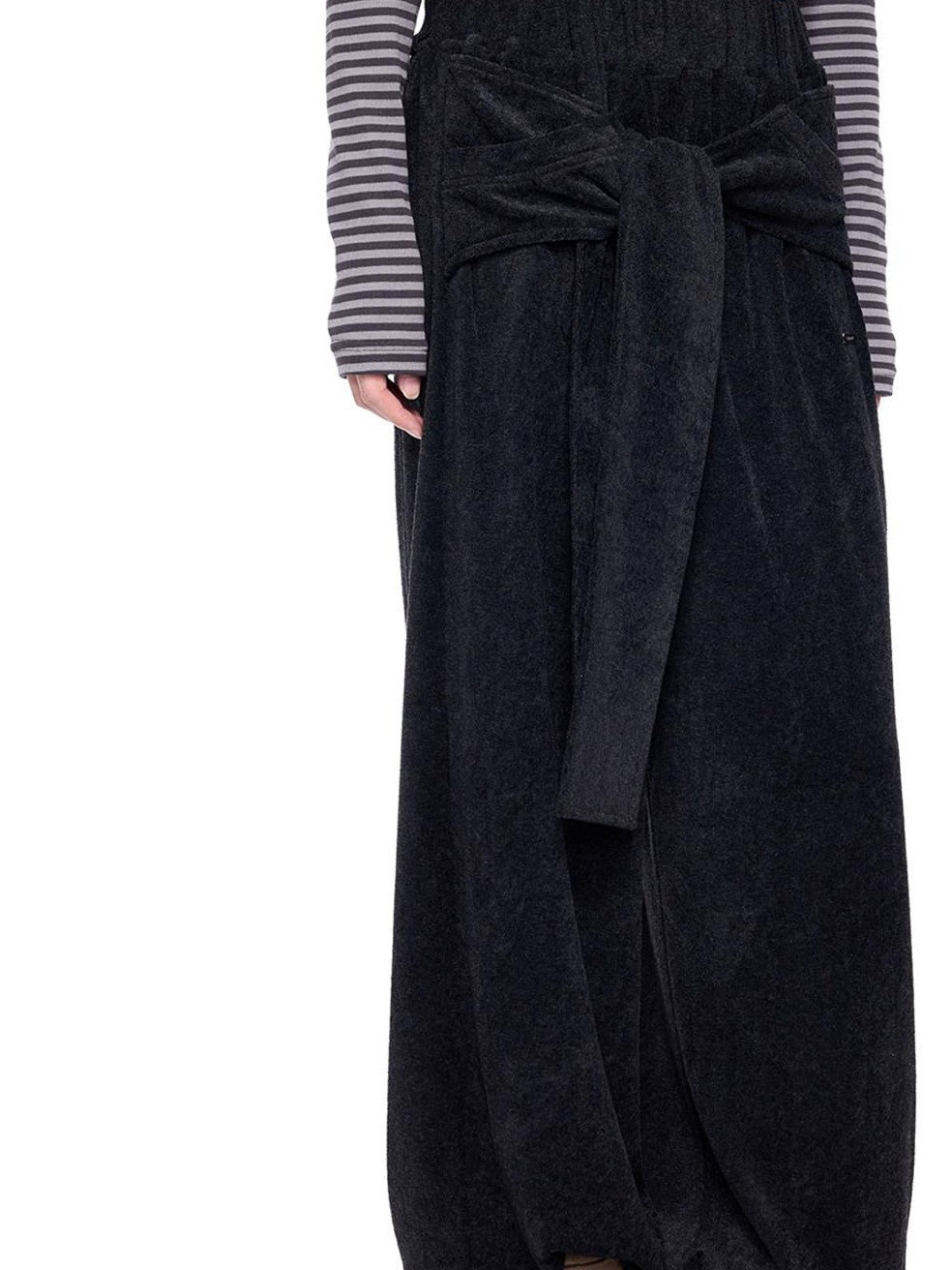 EZEK Layered Tie Drapey Pocket Elastic Waist Women's Cotton Blend Wide-leg Pants