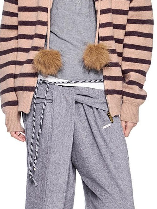 EZEK Layered Tie Drapey Pocket Elastic Waist Women's Cotton Blend Wide-leg Pants