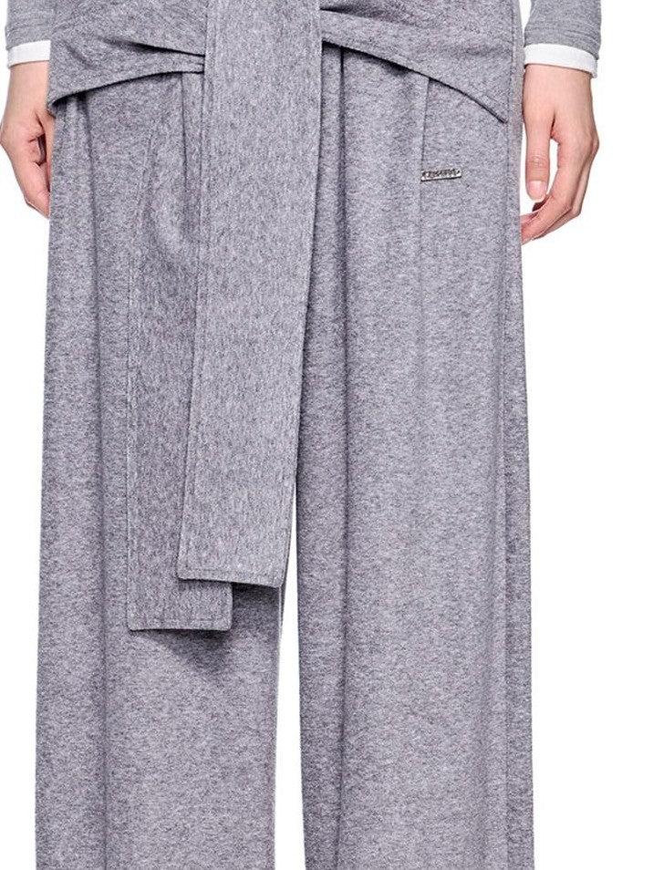 EZEK Layered Tie Drapey Pocket Elastic Waist Women's Cotton Blend Wide-leg Pants