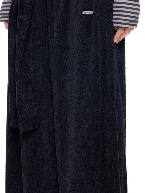 EZEK Layered Tie Drapey Pocket Elastic Waist Women's Cotton Blend Wide-leg Pants