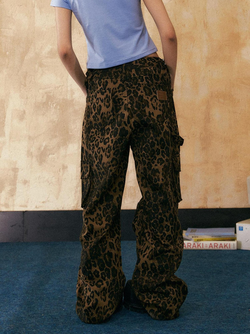 EZEK Leopard Print American Vintage Hip Hop Pocketed Women's Straight-leg Pants