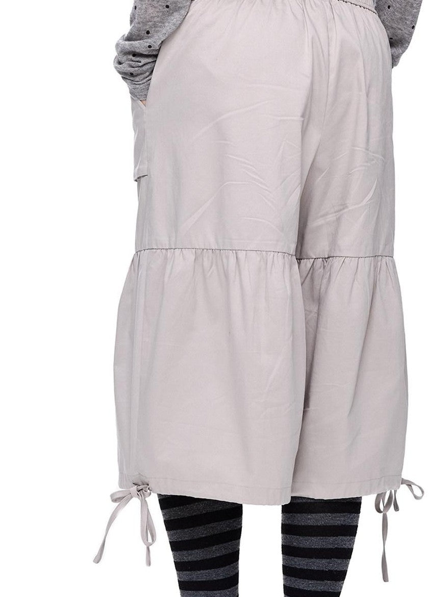 EZEK Light Gray Drawstring Pocket Wide Leg Women's Cotton Capri Pants