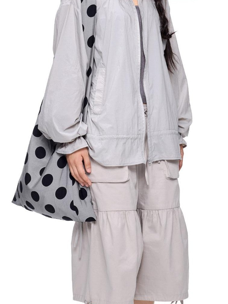 EZEK Light Gray Drawstring Pocket Wide Leg Women's Cotton Capri Pants