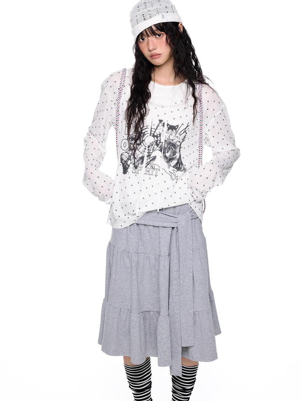 EZEK Lightweight Allover Star Print Women's Polyester Long Sleeve T-shirts