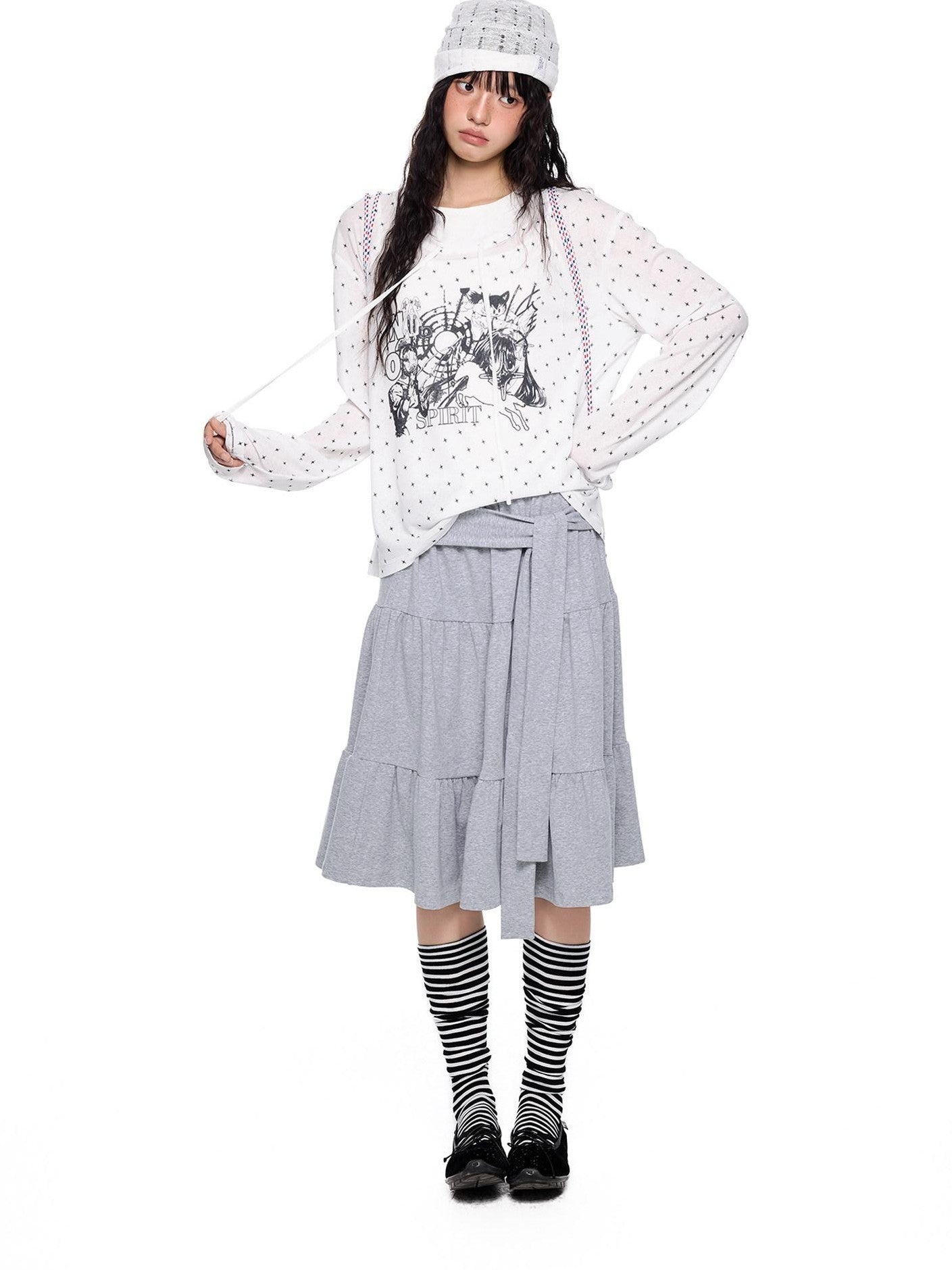 EZEK Lightweight Allover Star Print Women's Polyester Long Sleeve T-shirts