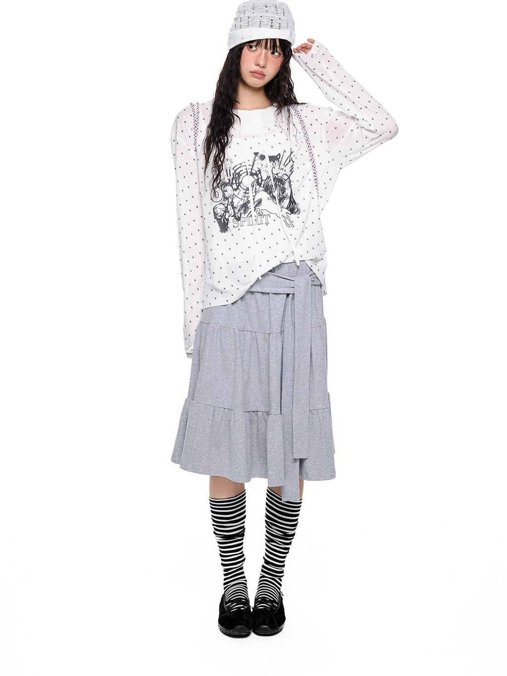 EZEK Lightweight Allover Star Print Women's Polyester Long Sleeve T-shirts