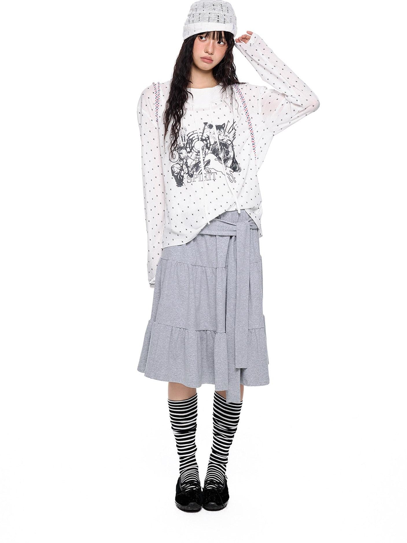 EZEK Lightweight Allover Star Print Women's Polyester Long Sleeve T-shirts