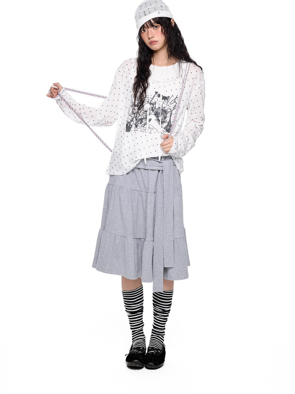 EZEK Lightweight Allover Star Print Women's Polyester Long Sleeve T-shirts