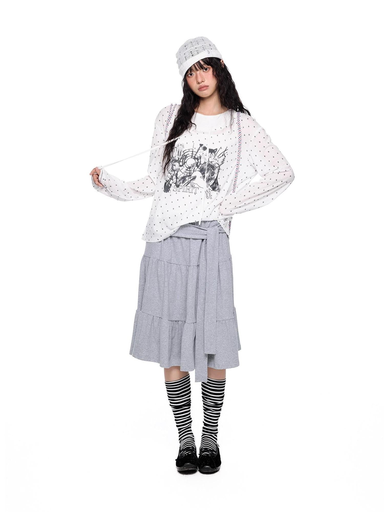 EZEK Lightweight Allover Star Print Women's Polyester Long Sleeve T-shirts