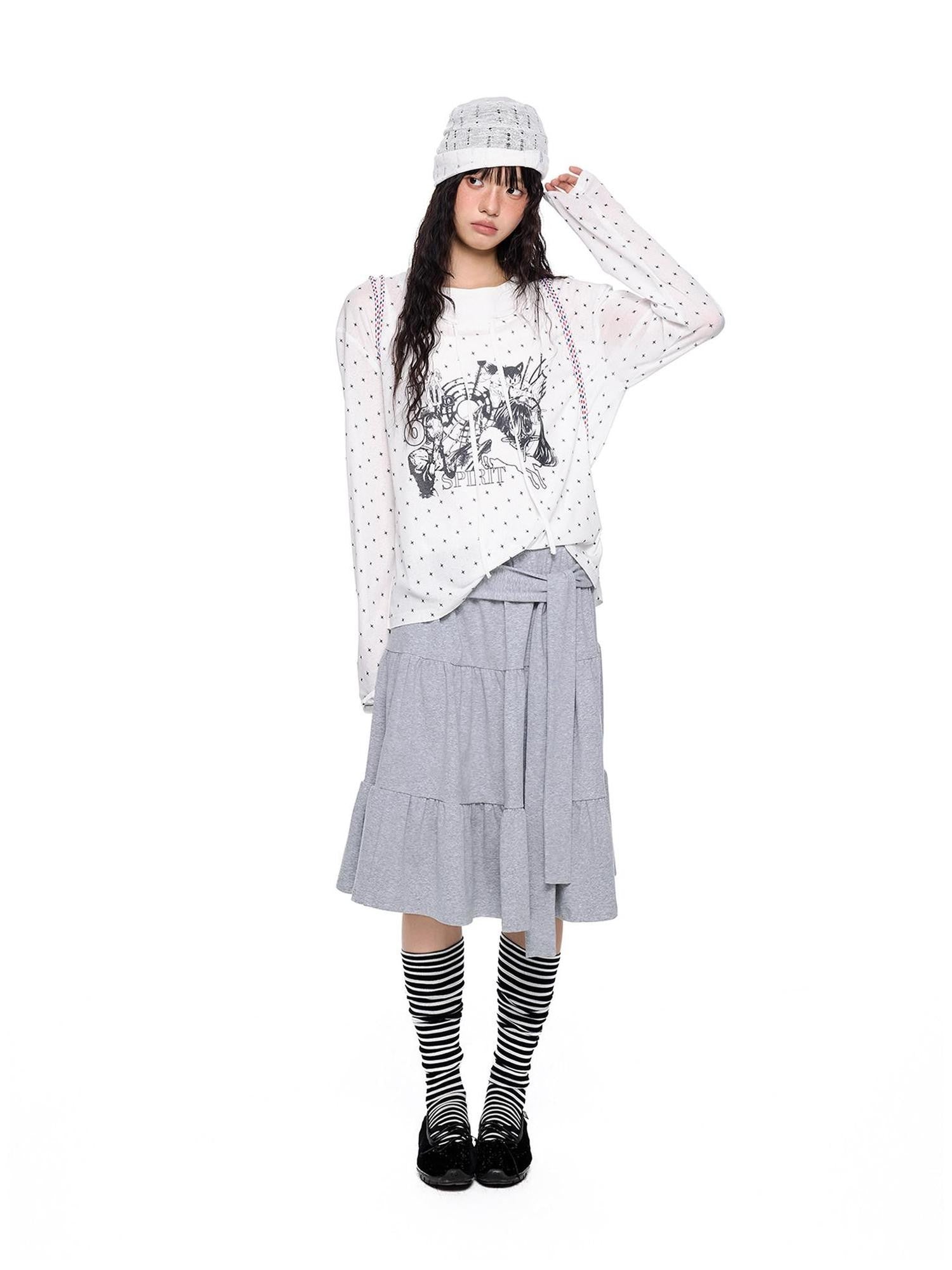 EZEK Lightweight Allover Star Print Women's Polyester Long Sleeve T-shirts
