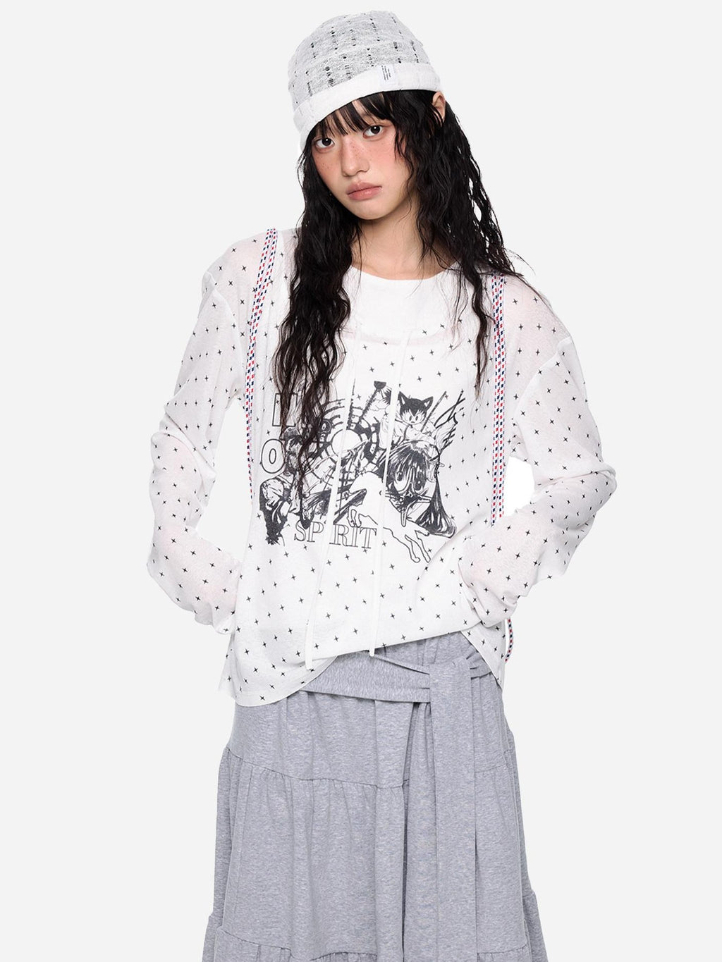 EZEK Lightweight Allover Star Print Women's Polyester Long Sleeve T-shirts