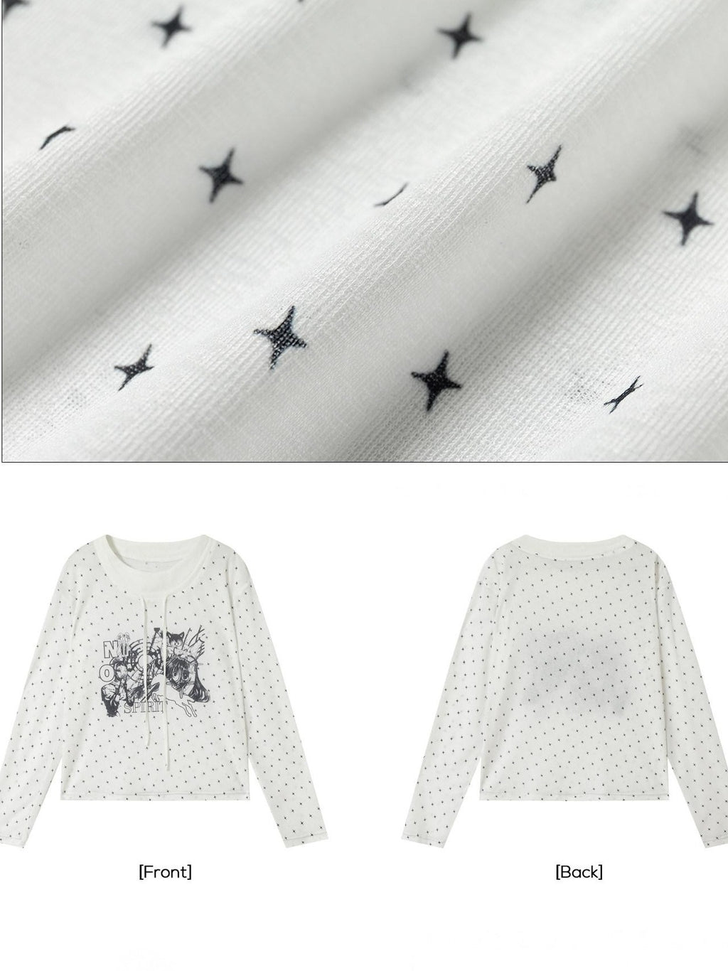 EZEK Lightweight Allover Star Print Women's Polyester Long Sleeve T-shirts
