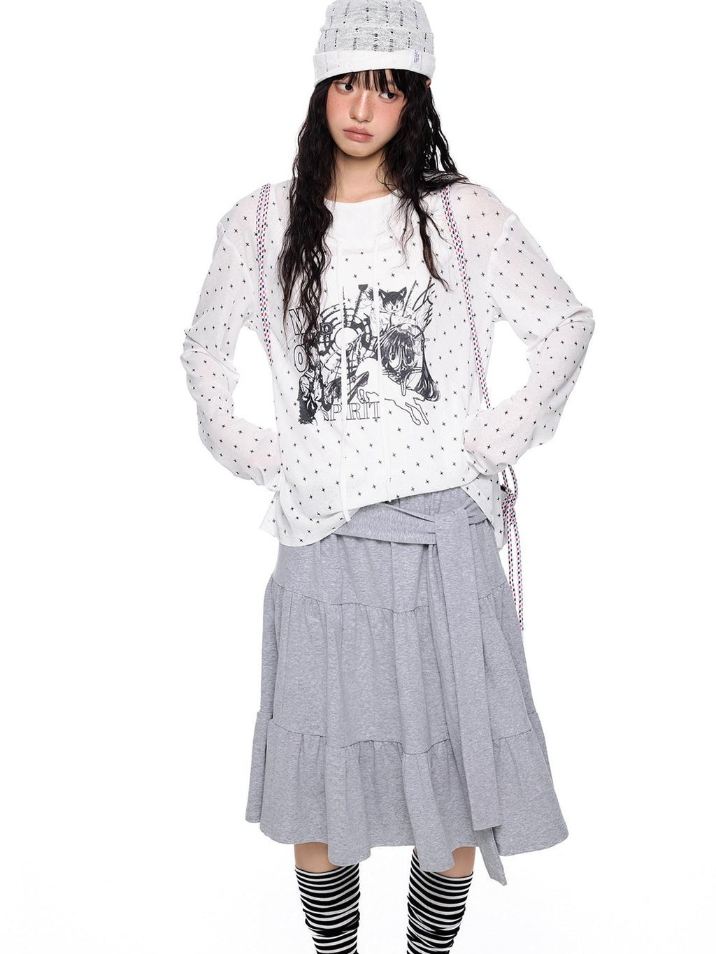 EZEK Lightweight Allover Star Print Women's Polyester Long Sleeve T-shirts