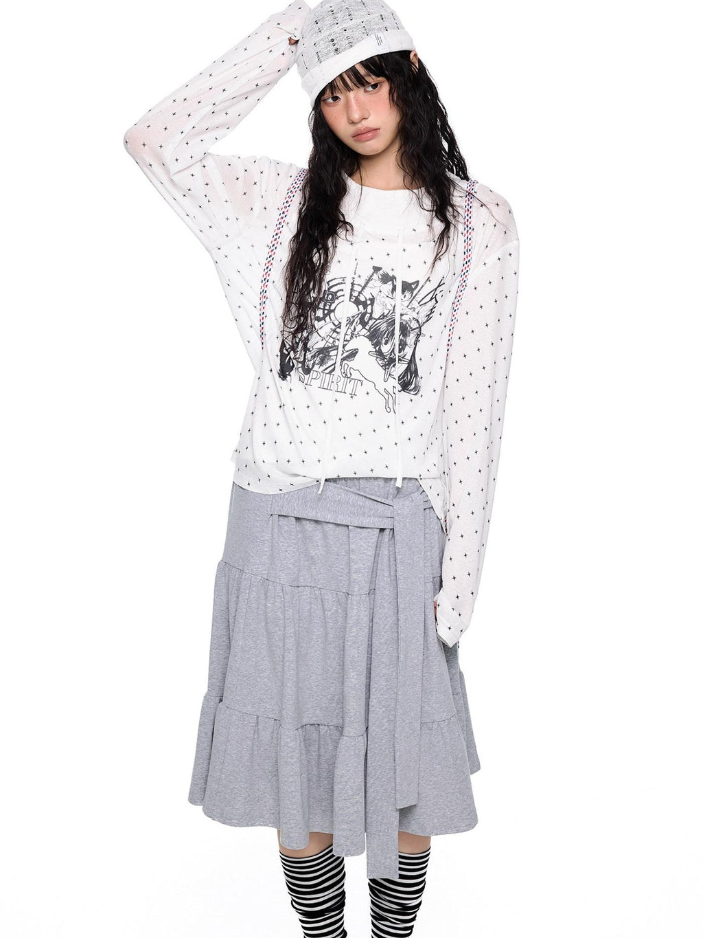 EZEK Lightweight Allover Star Print Women's Polyester Long Sleeve T-shirts