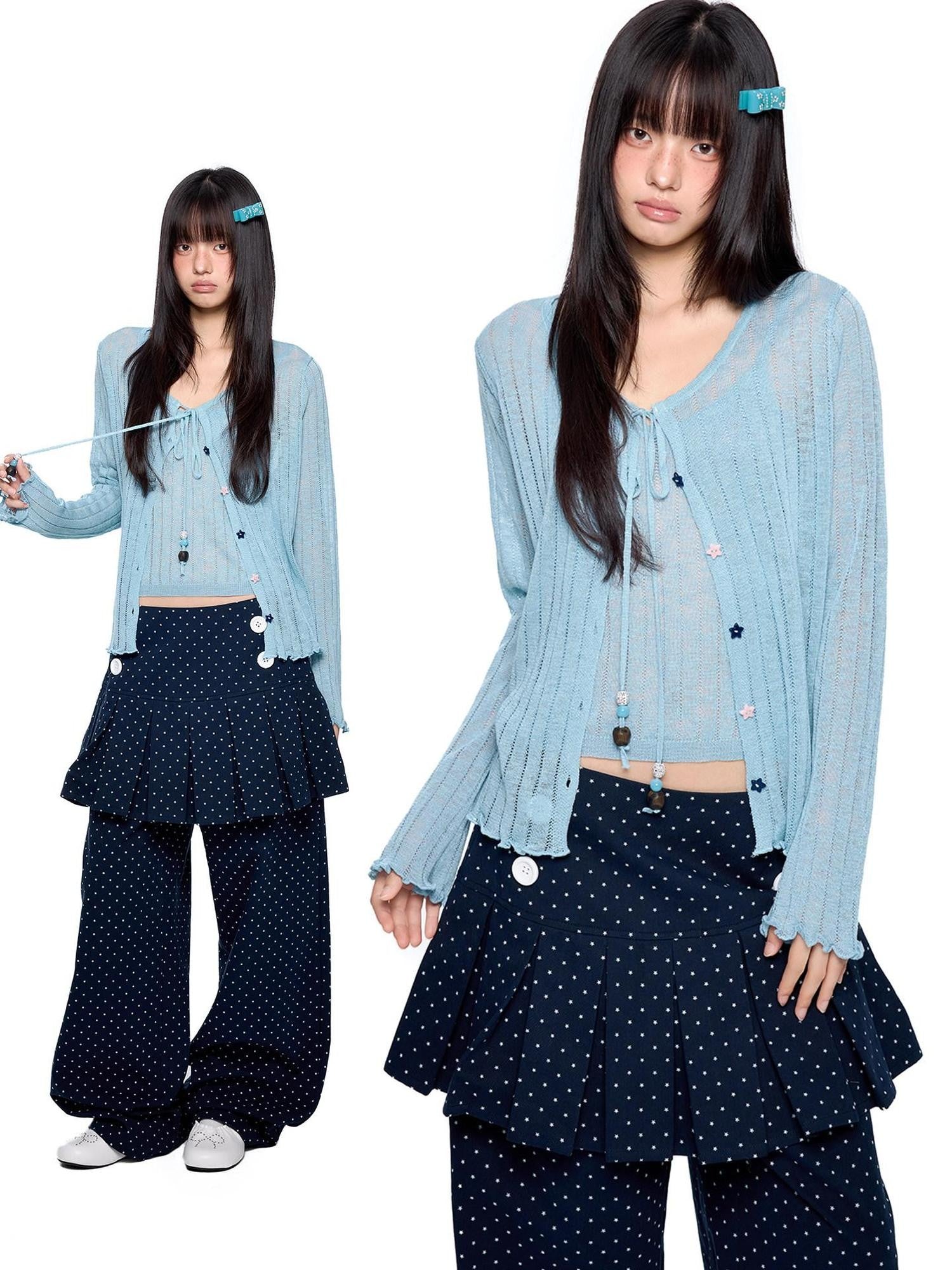 EZEK Lightweight Breathable Knitted Button Two Piece Women's Viscose Blend Cardigans