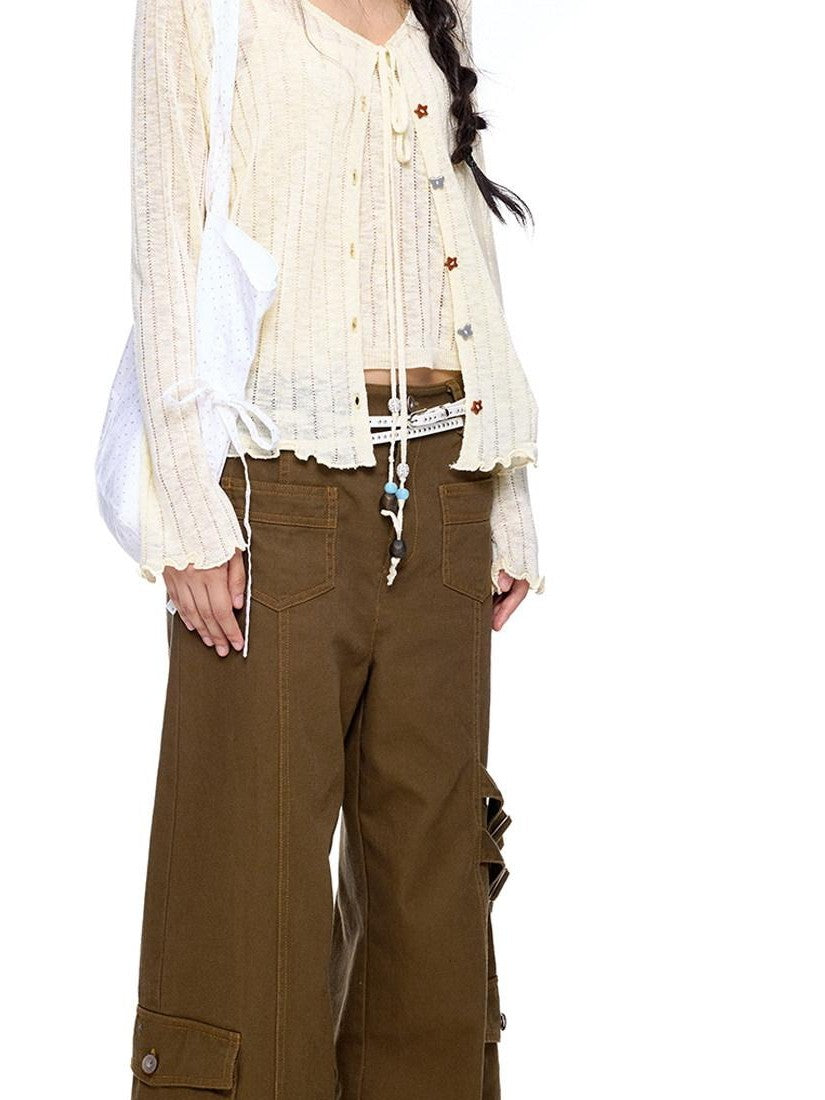 EZEK Lightweight Breathable Knitted Button Two Piece Women's Viscose Blend Cardigans