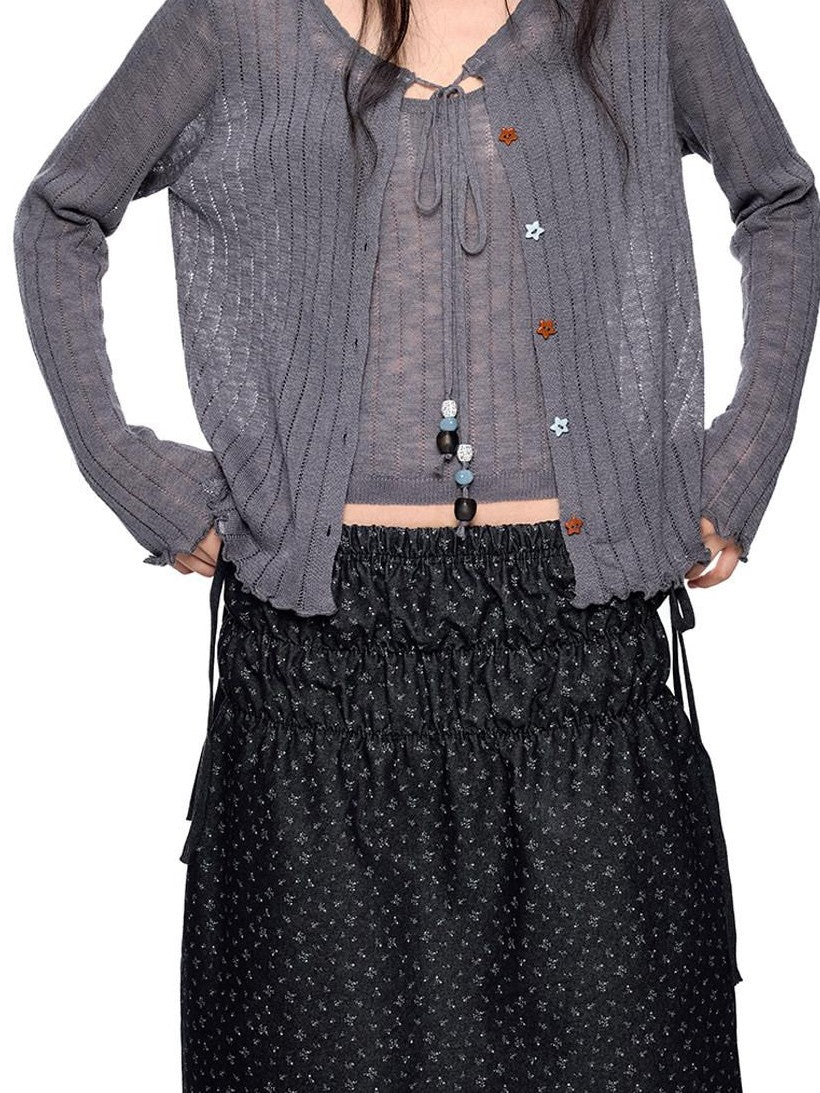 EZEK Lightweight Breathable Knitted Button Two Piece Women's Viscose Blend Cardigans