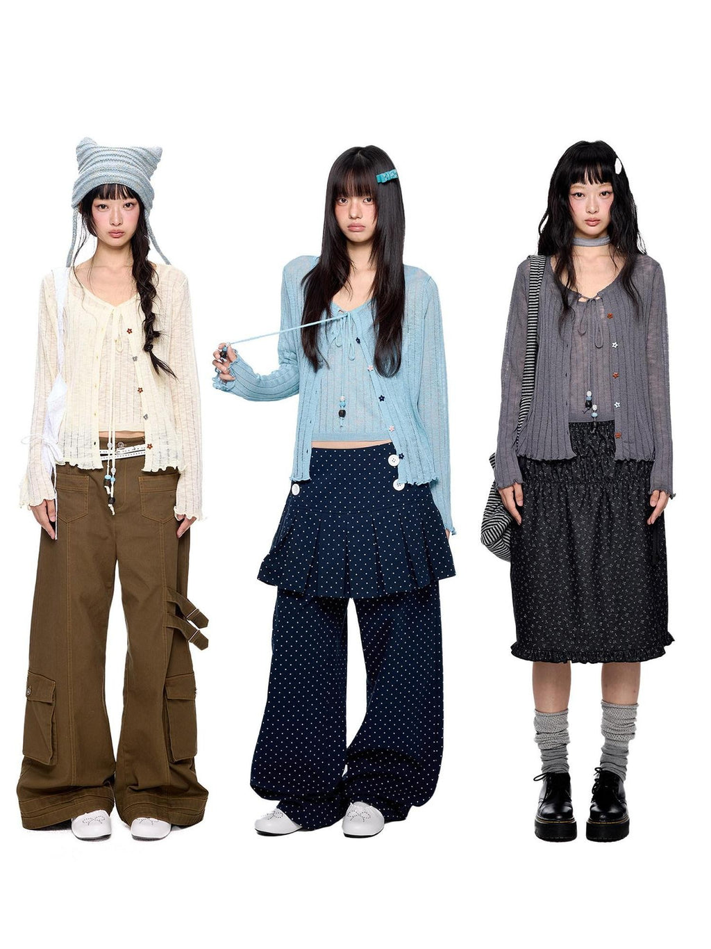 EZEK Lightweight Breathable Knitted Button Two Piece Women's Viscose Blend Cardigans
