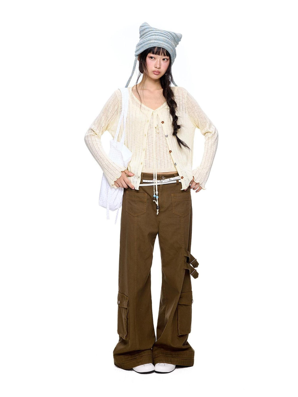 EZEK Lightweight Breathable Knitted Button Two Piece Women's Viscose Blend Cardigans