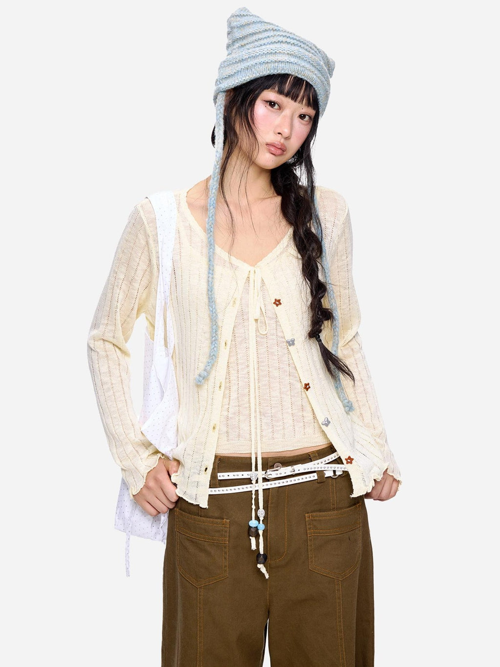 EZEK Lightweight Breathable Knitted Button Two Piece Women's Viscose Blend Cardigans
