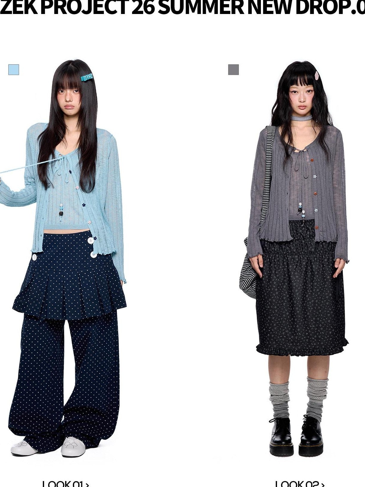 EZEK Lightweight Breathable Knitted Button Two Piece Women's Viscose Blend Cardigans