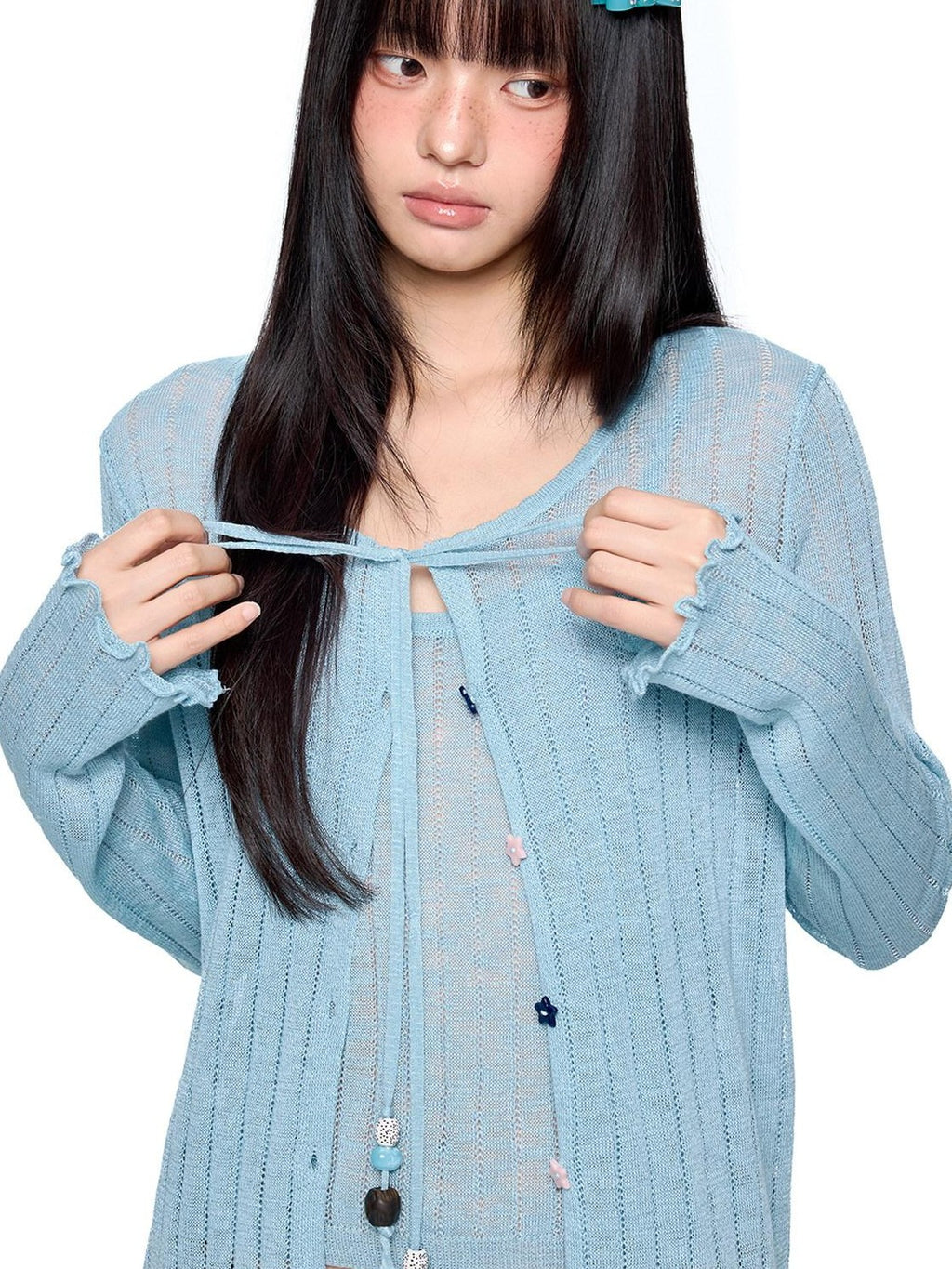 EZEK Lightweight Breathable Knitted Button Two Piece Women's Viscose Blend Cardigans
