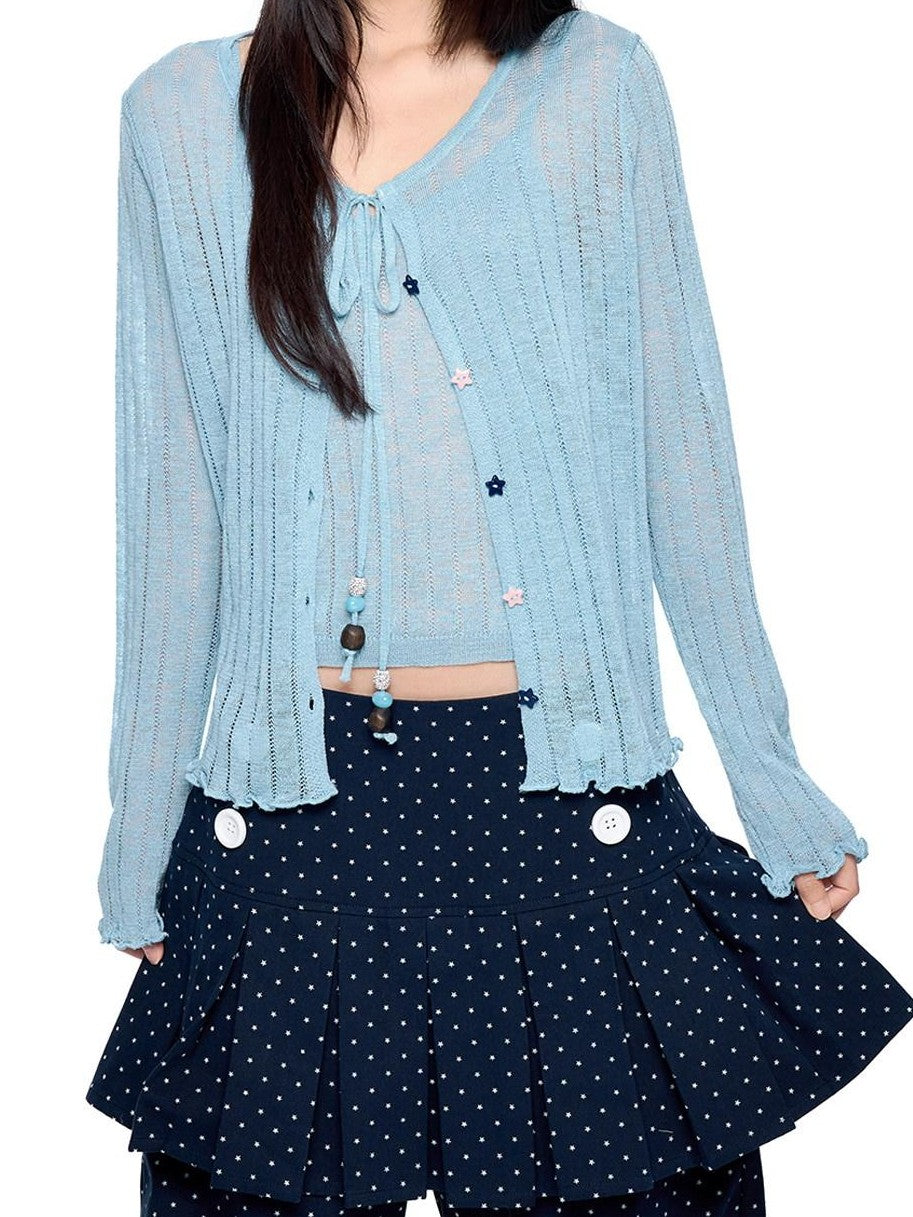 EZEK Lightweight Breathable Knitted Button Two Piece Women's Viscose Blend Cardigans