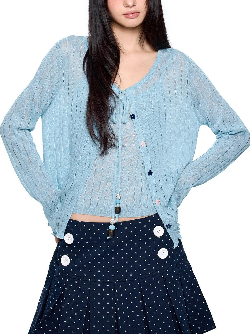 EZEK Lightweight Breathable Knitted Button Two Piece Women's Viscose Blend Cardigans