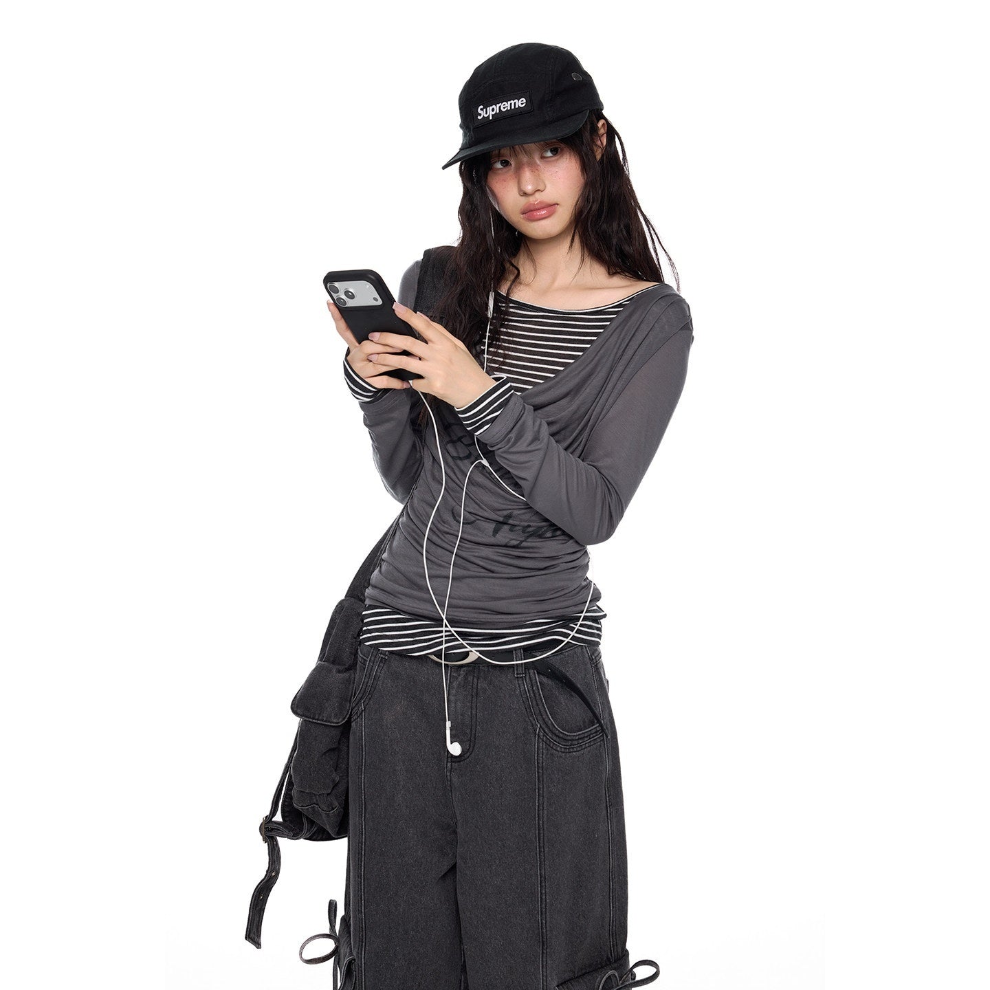 EZEK_Mock_Two_Piece_Draped_Print_Waist_Cinch_Women's_Lyocell_Long_Sleeve_T-shirts_1030823773374_MISSTT