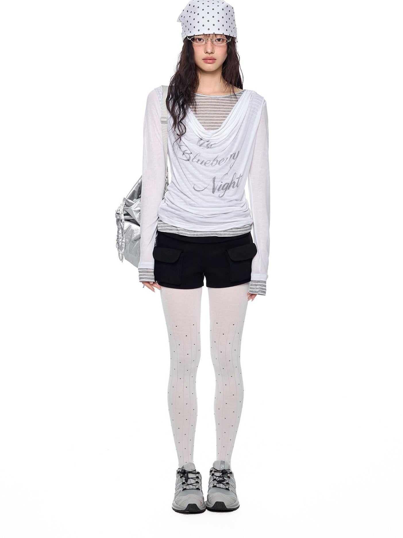 EZEK Mock Two Piece Draped Print Waist Cinch Women's Lyocell Long Sleeve T-shirts