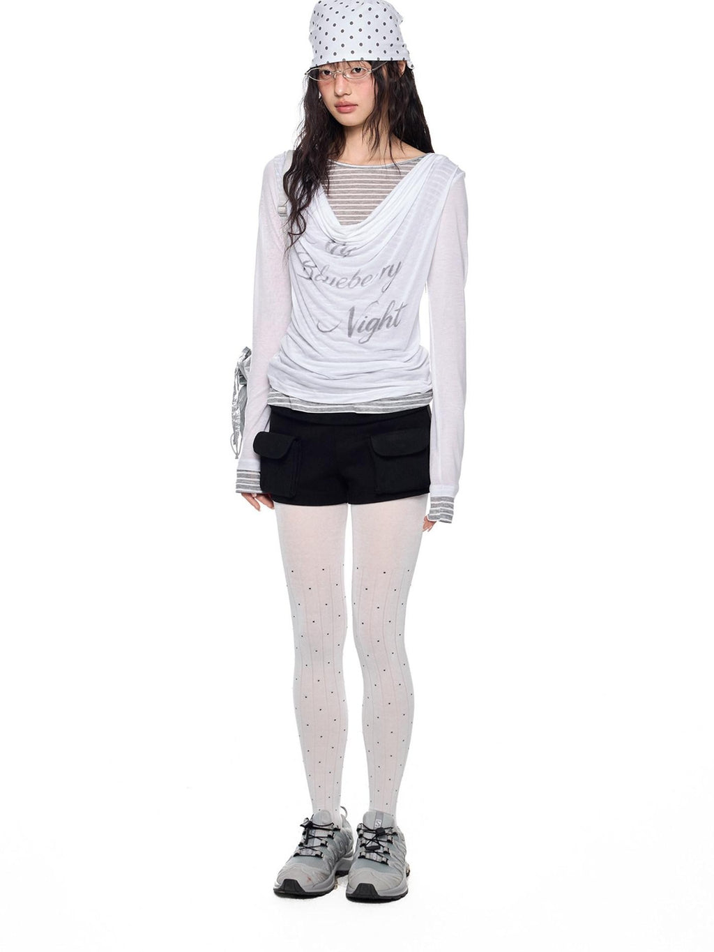 EZEK Mock Two Piece Draped Print Waist Cinch Women's Lyocell Long Sleeve T-shirts