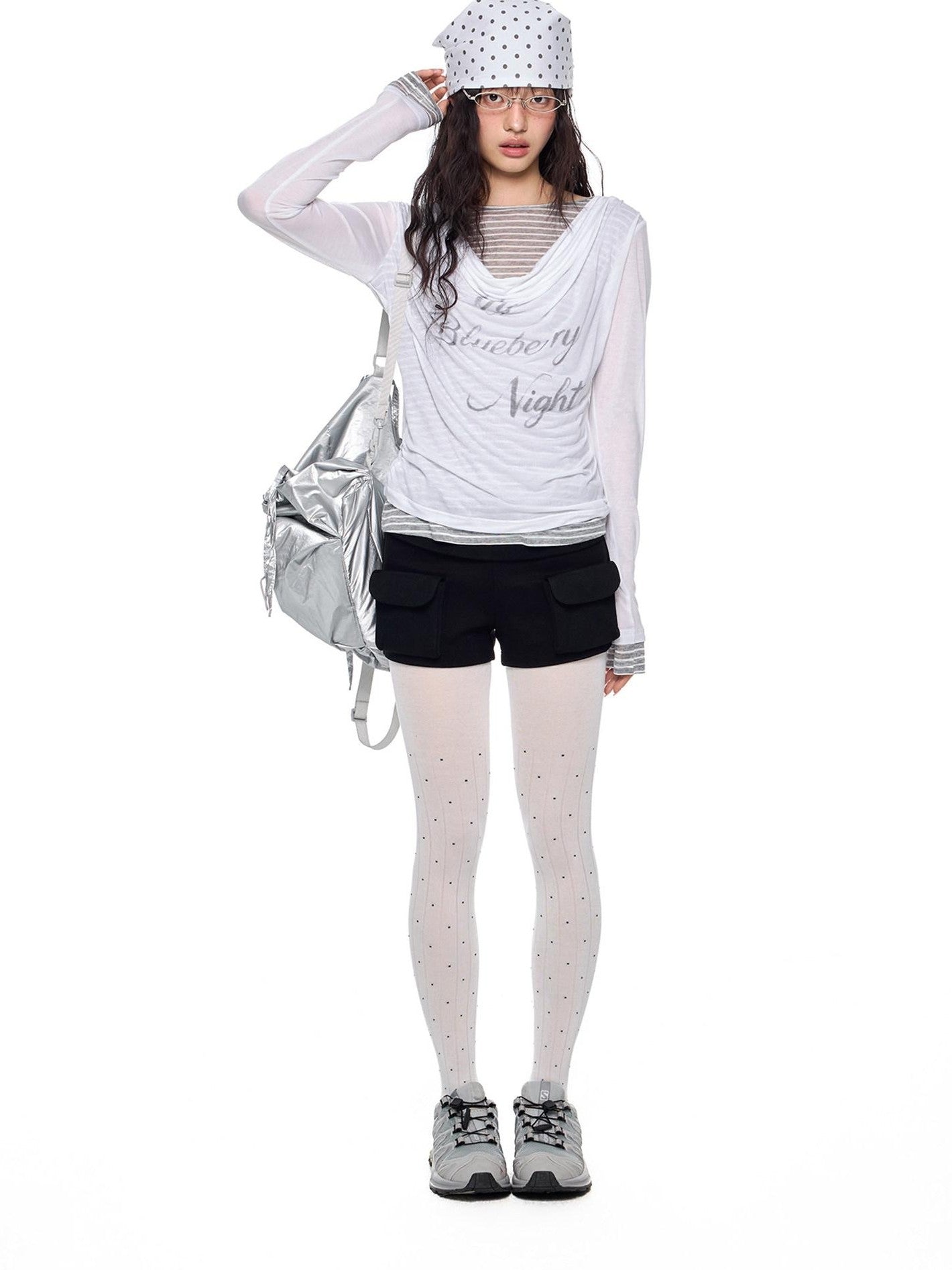 EZEK Mock Two Piece Draped Print Waist Cinch Women's Lyocell Long Sleeve T-shirts