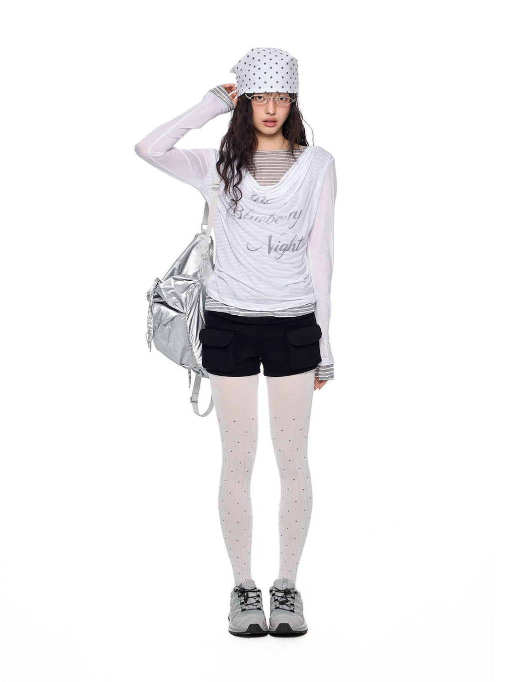 EZEK Mock Two Piece Draped Print Waist Cinch Women's Lyocell Long Sleeve T-shirts