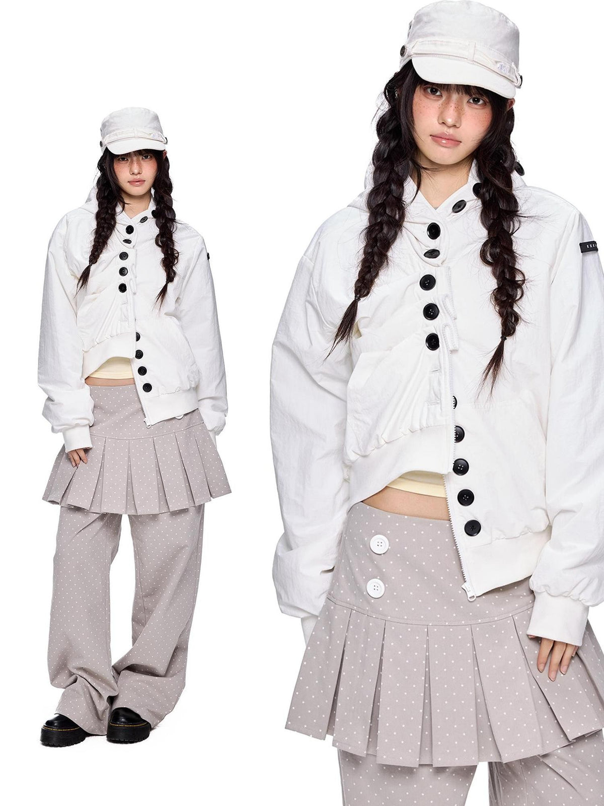 EZEK Multi Button Hooded Utility Women's Puffer Jackets