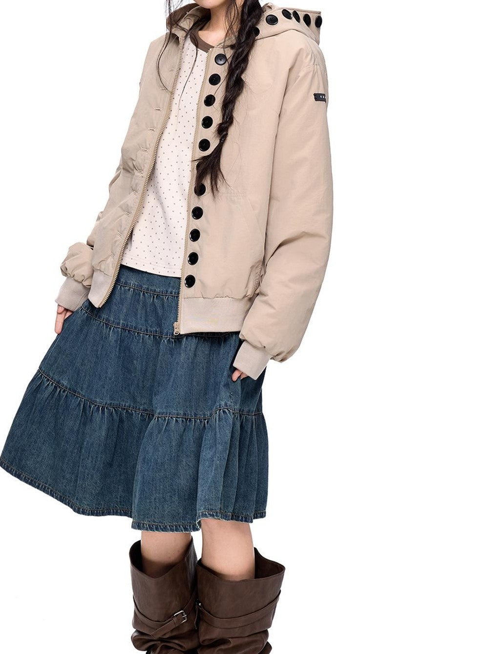 EZEK Multi Button Hooded Utility Women's Puffer Jackets