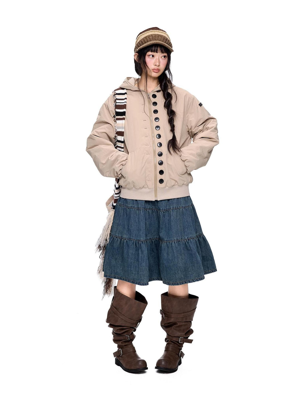 EZEK Multi Button Hooded Utility Women's Puffer Jackets