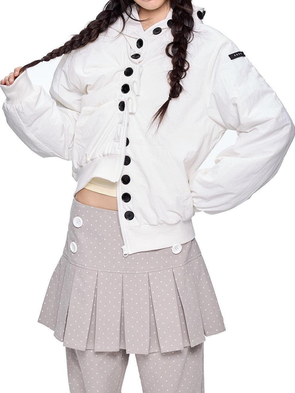 EZEK Multi Button Hooded Utility Women's Puffer Jackets
