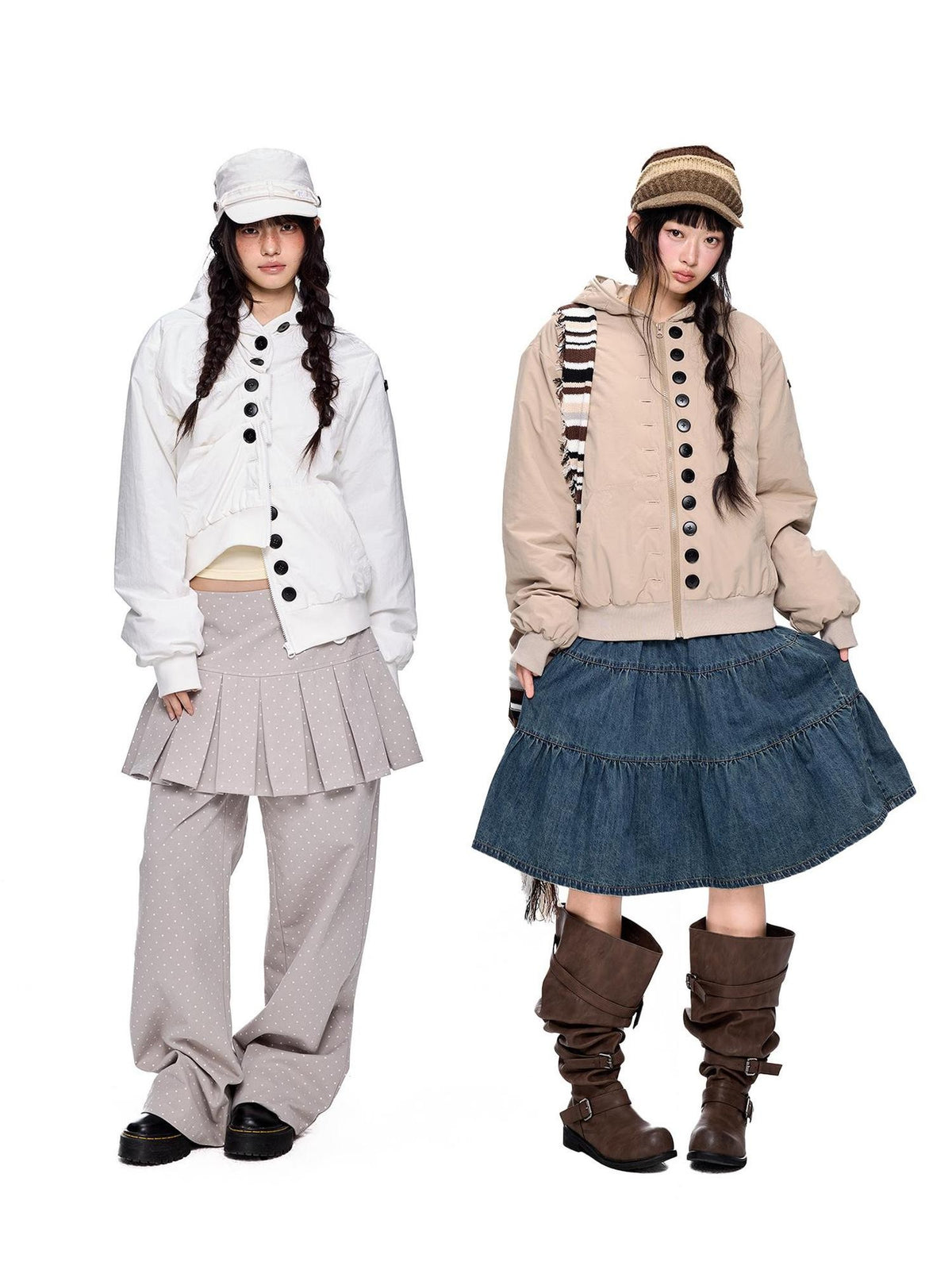 EZEK Multi Button Hooded Utility Women's Puffer Jackets