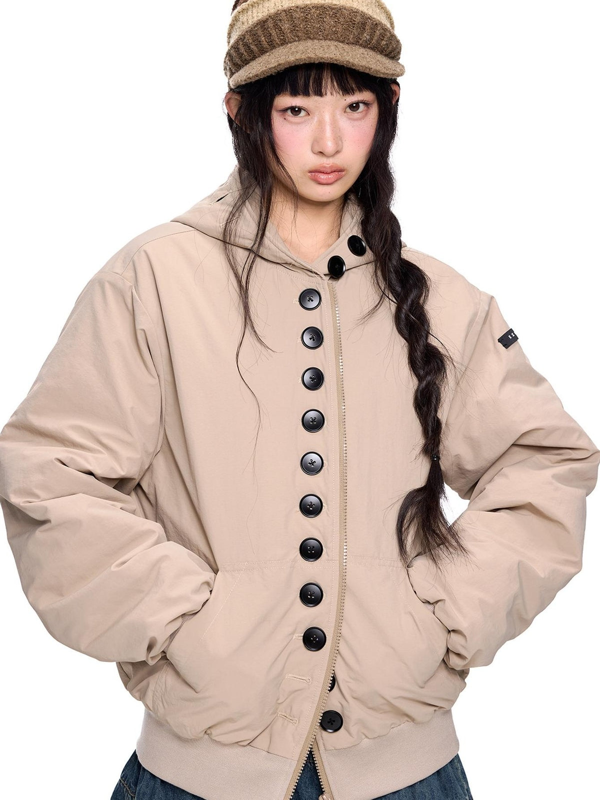 EZEK Multi Button Hooded Utility Women's Puffer Jackets
