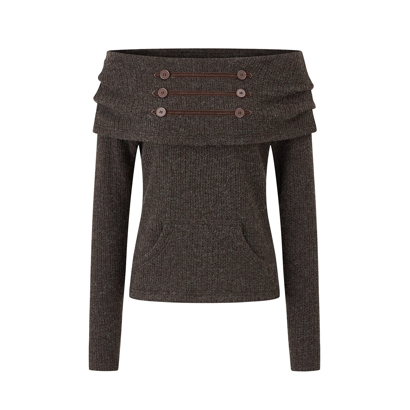 EZEK_Napoleon_Button_One_Line_Collar_Women's_Viscose_Blend_Off-shoulder_Sweaters_1062240933394_MISSTT