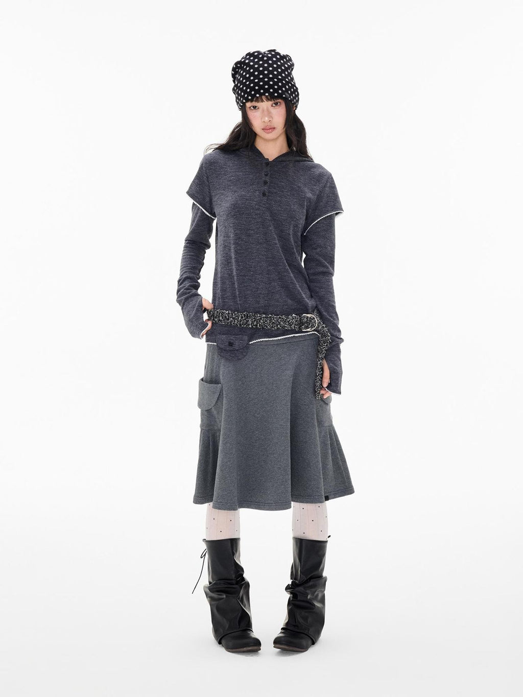 EZEK Napoleon Style Pocket A Line Cotton Women's Midi Skirts