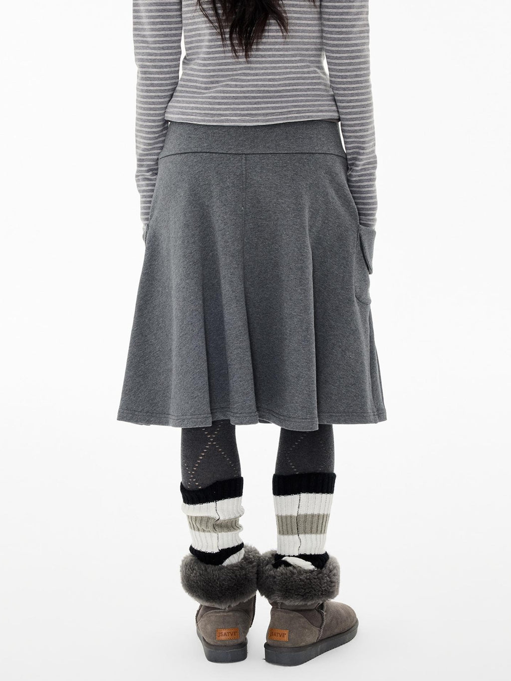 EZEK Napoleon Style Pocket A Line Cotton Women's Midi Skirts