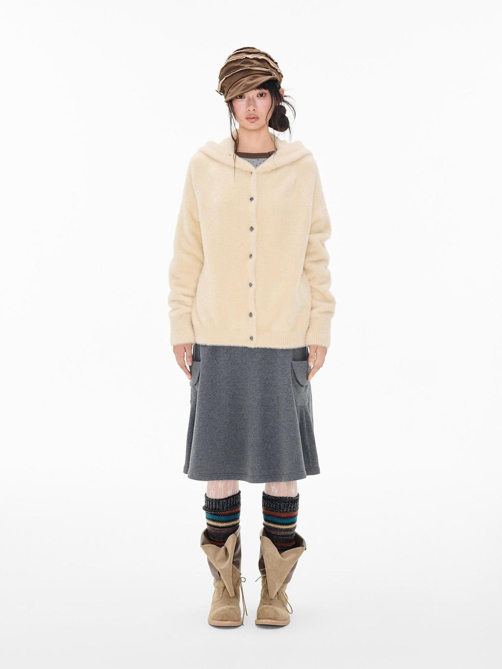 EZEK Napoleon Style Pocket A Line Cotton Women's Midi Skirts