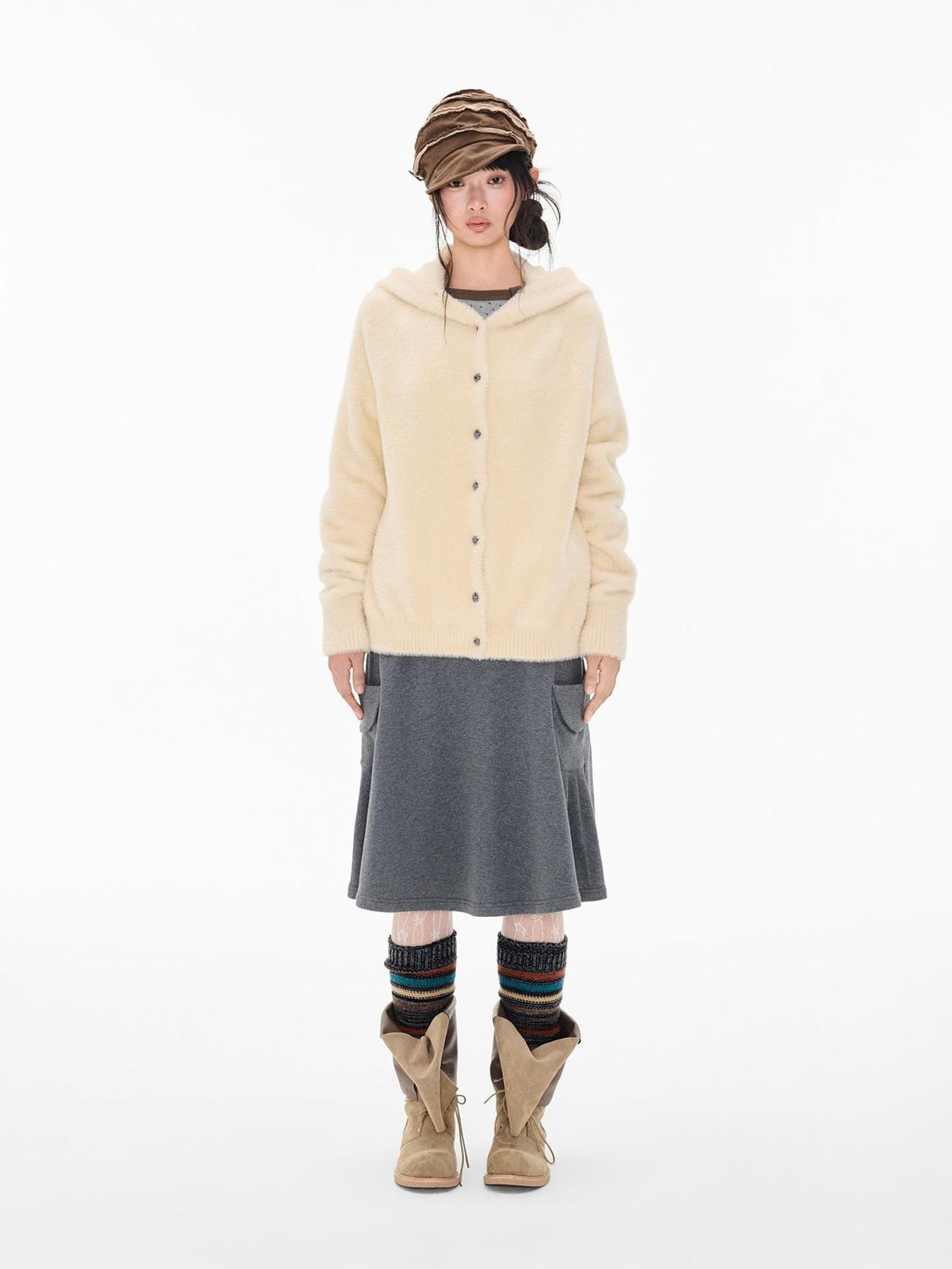 EZEK Napoleon Style Pocket A Line Cotton Women's Midi Skirts