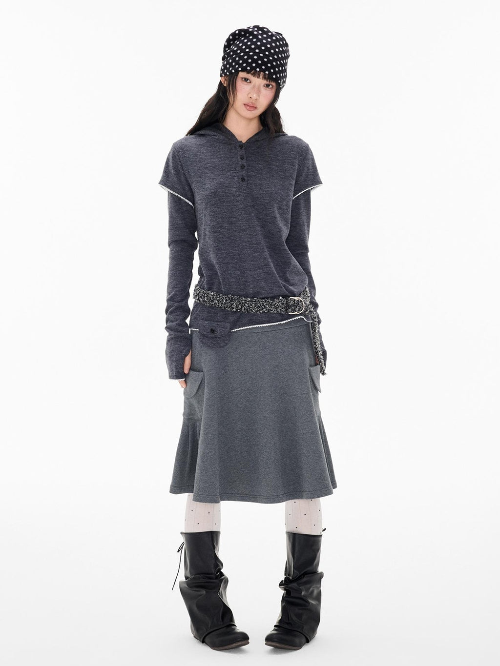 EZEK Napoleon Style Pocket A Line Cotton Women's Midi Skirts