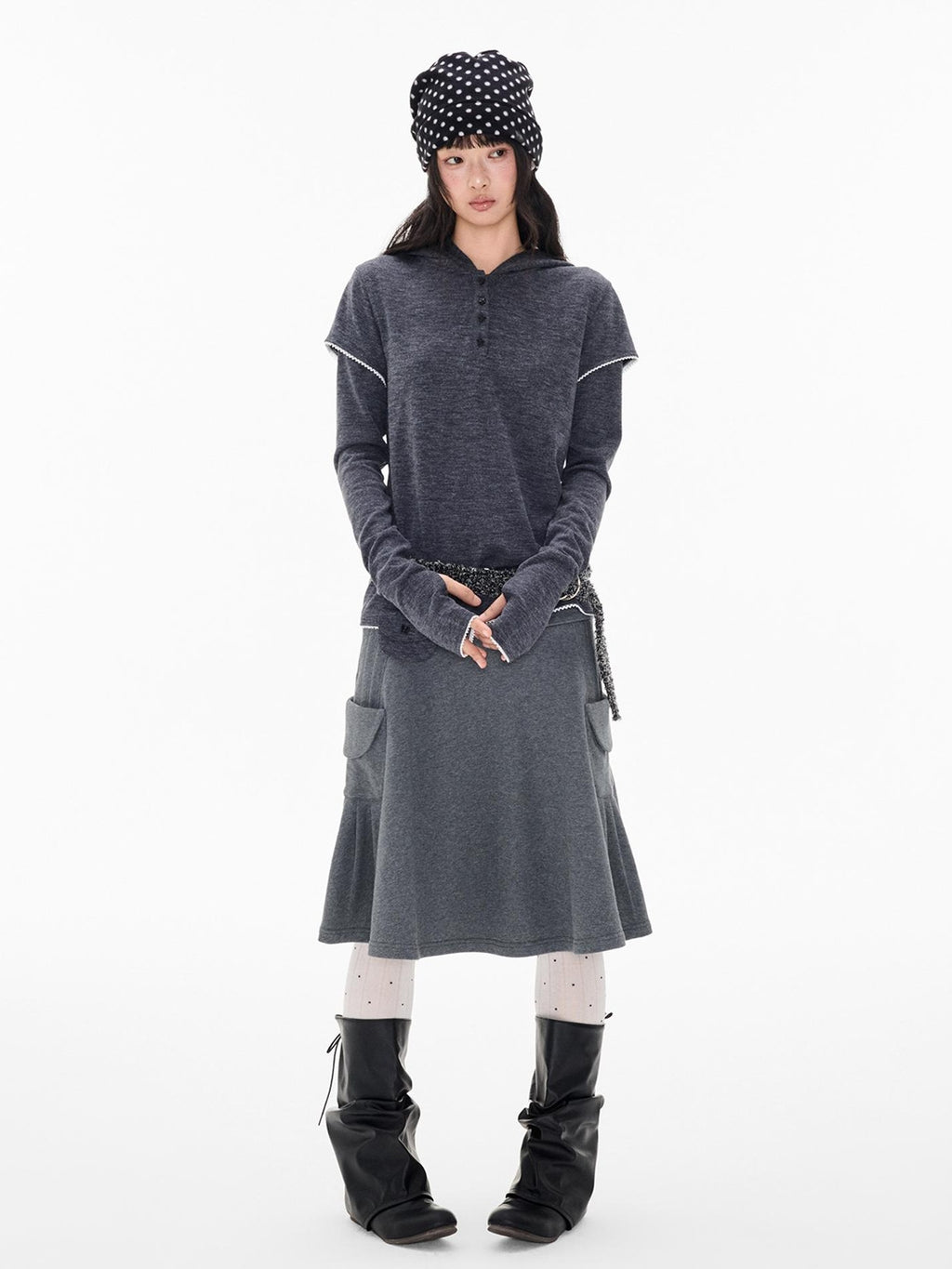 EZEK Napoleon Style Pocket A Line Cotton Women's Midi Skirts